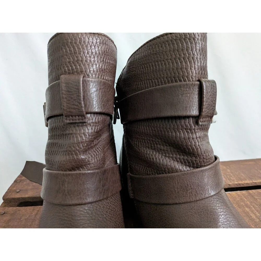 Croft and Barrow Ankle Boots Womens 10 Tower Brown Ortholite Inserts Buckles Zip